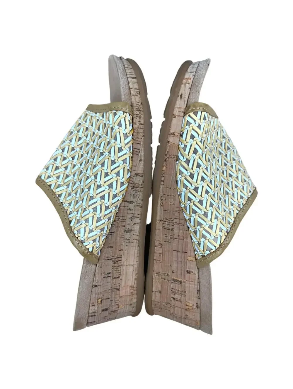 Baretraps Wedges Boho Chic Multitonal Woven Cork Wedge Sandals